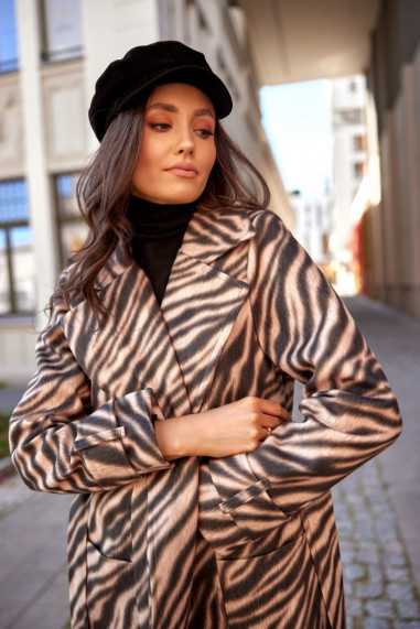 Palermo - long coat with animal print ties CAM  
