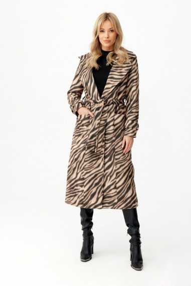 Palermo - long coat with animal print ties CAM  