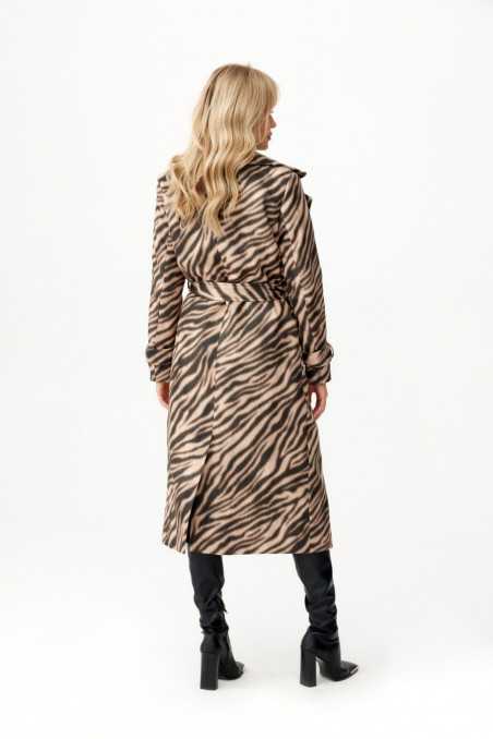 Palermo - long coat with animal print ties CAM  