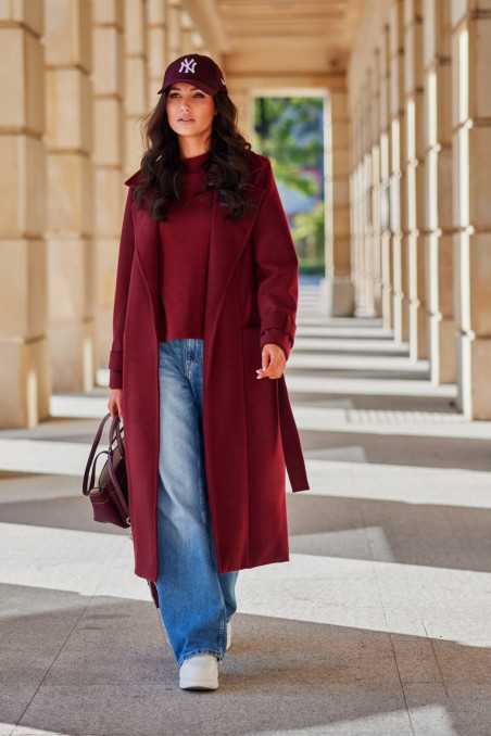 Sovan - long women's coat with a tie BOR  