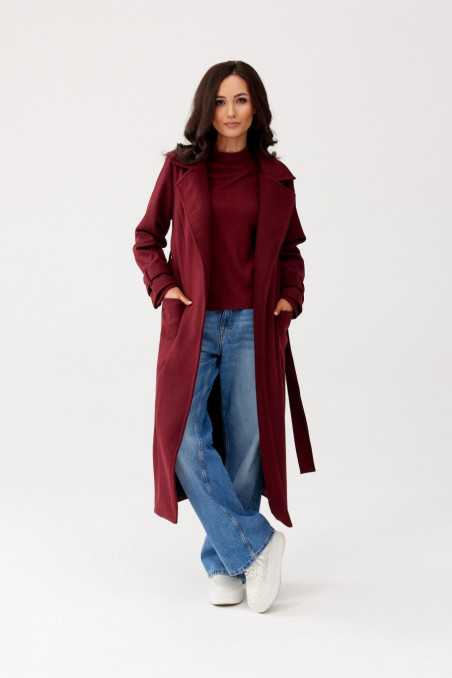 Sovan - long women's coat with a tie BOR  