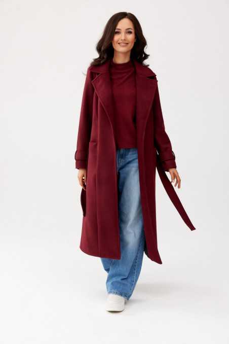 Sovan - long women's coat with a tie BOR  