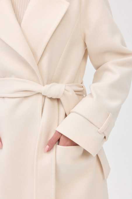 Vivienne - long coat with pockets and tie BEJ  