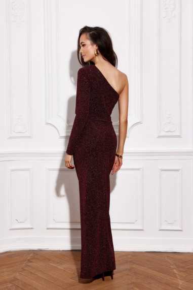 Adele - Brocade maxi dress with one-shoulder sleeves BOR  