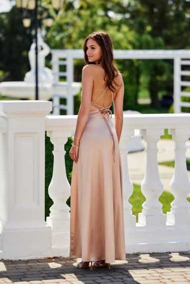 Alessandra - satin maxi dress with a tie on the back BEZ  