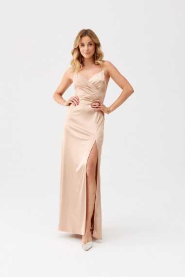 Alessandra - satin maxi dress with a tie on the back BEZ  