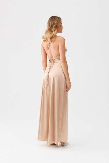 Alessandra - satin maxi dress with a tie on the back BEZ  