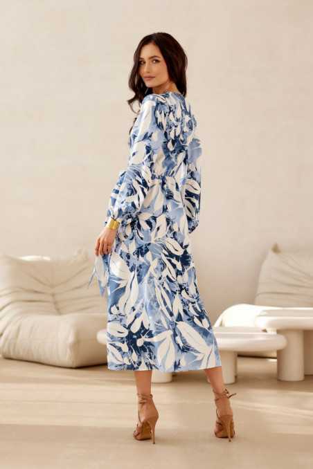 Camellia - pleated midi dress with tie at waist 06F  