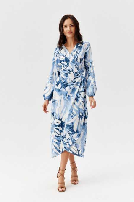 Camellia - pleated midi dress with tie at waist 06F  