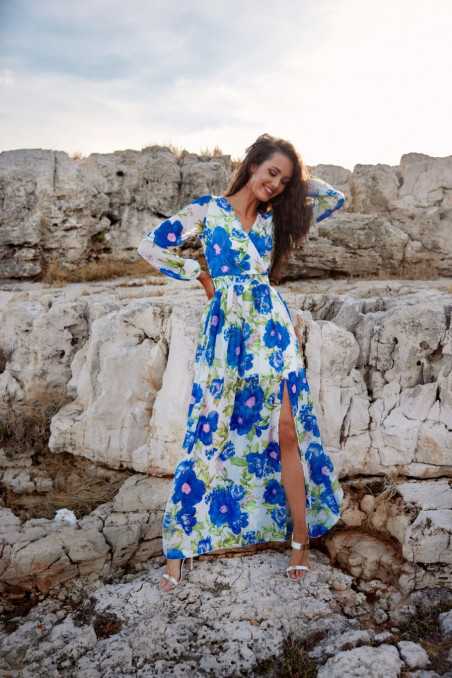 Nicole - long patterned dress with a tie on the back 20D  