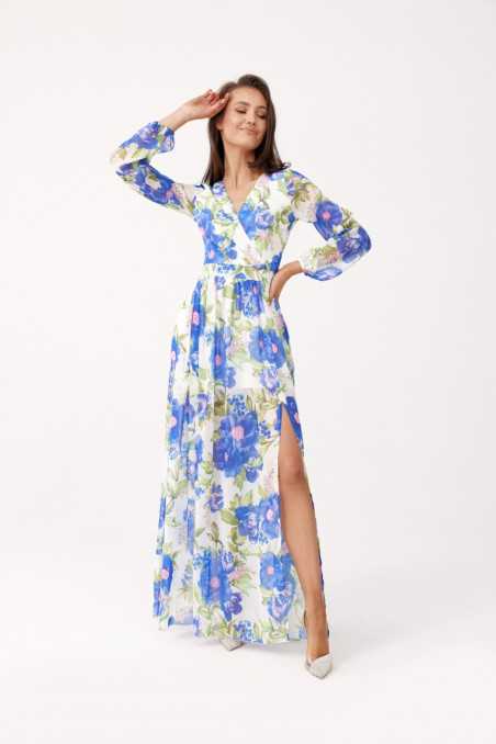 Nicole - long patterned dress with a tie on the back 20D  