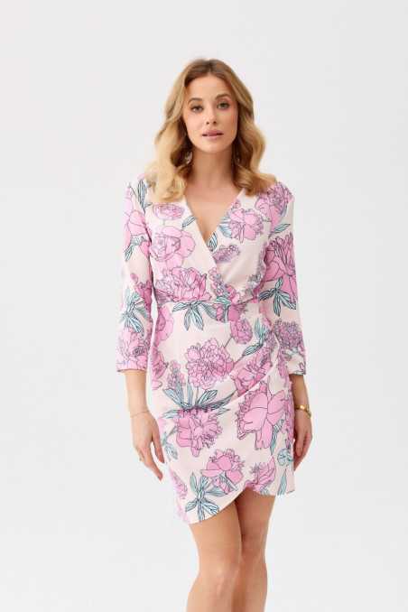 Odetta - pleated dress with 3/4 sleeves E59  