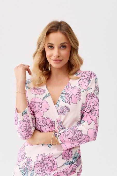 Odetta - pleated dress with 3/4 sleeves E59  