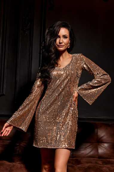 Ophelia - sequin mini dress with V neckline BEZ  