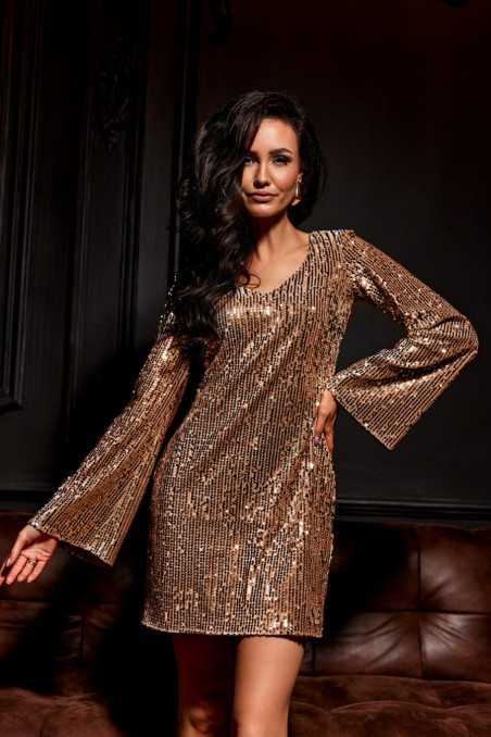 Ophelia - sequin mini dress with V neckline BEZ  