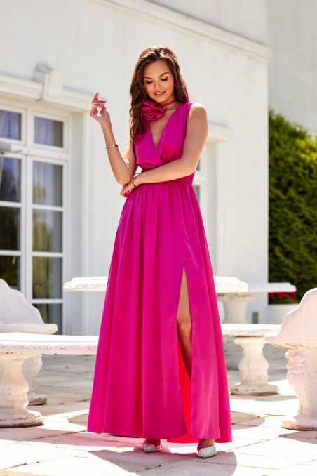 Paloma - satin maxi dress with rose embellishment AMA  
