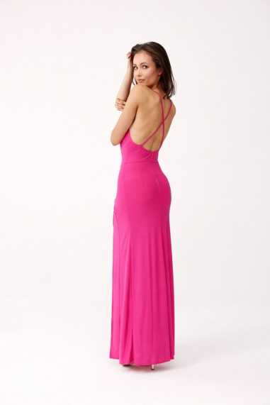 Patricia - long dress with open back and straps in glitter AMA  