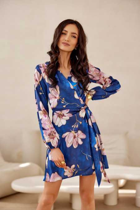 Sophie - patterned mini dress tied at the waist Y28  