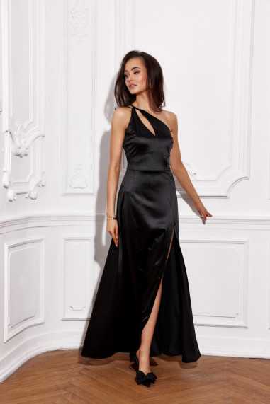Vaiana - Long strapless dress with asymmetrical neckline  BOR  