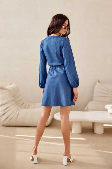 Vika - plain mini dress tied at the waist J03  