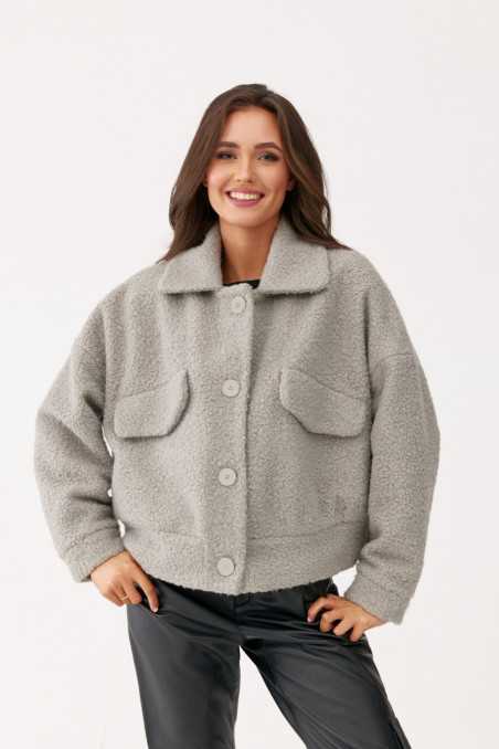 Jesper - short single-breasted fur-lined jacket BEJ  