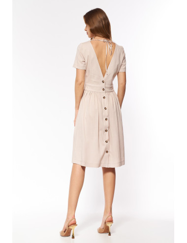 Robe dos nu en viscose beige 