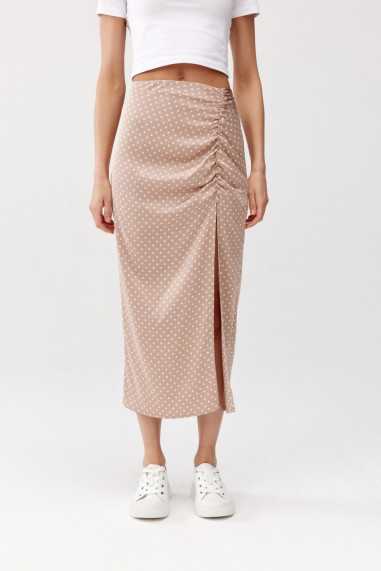 Gabrielle - satin midi skirt with ruffles BEZ  