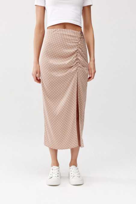 Gabrielle - satin midi skirt with ruffles BEZ  