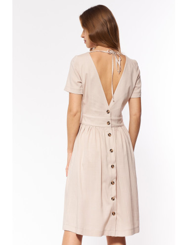 Robe dos nu en viscose beige 