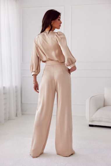 Elsa - long satin high-waist trousers BEZ  