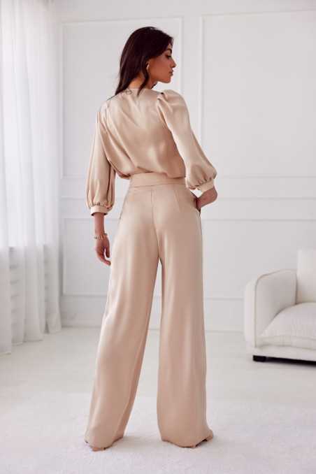 Elsa - long satin high-waist trousers BEZ  