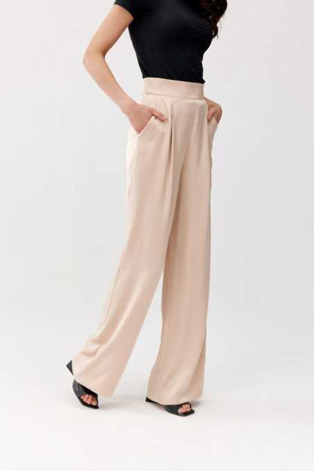 Elsa - long satin high-waist trousers BEZ  