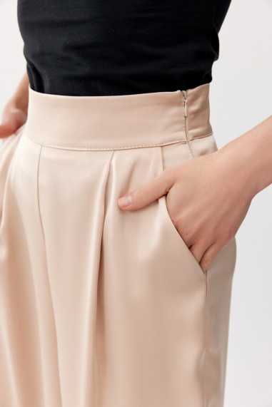 Elsa - long satin high-waist trousers BEZ  