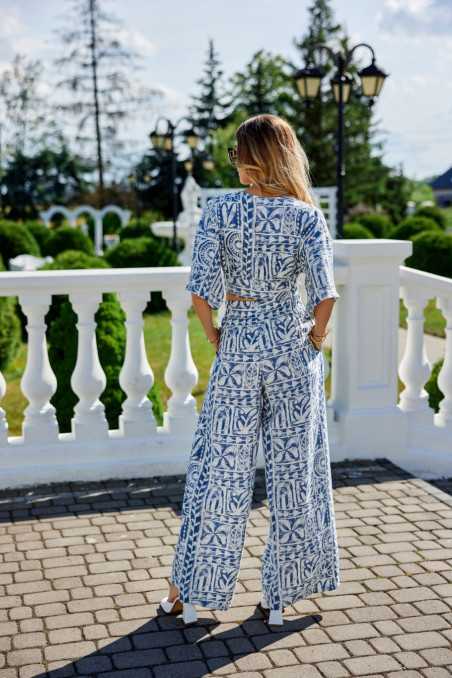 Ester - Patterned long trousers with elastic waistband W24  