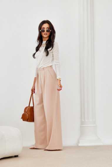 Ginny - long trousers with wide legs and elastic waistband BEZ  