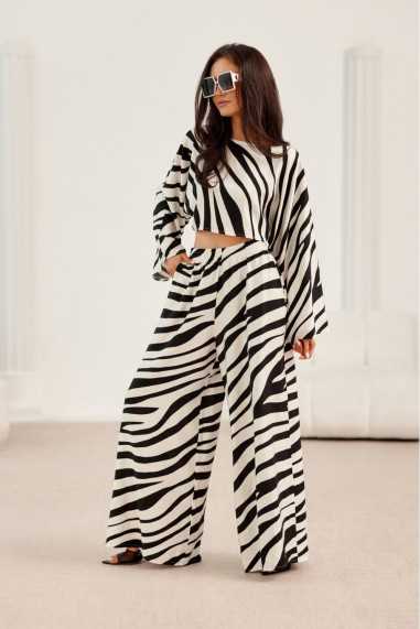 Livia - wide leg trousers with linen L01  