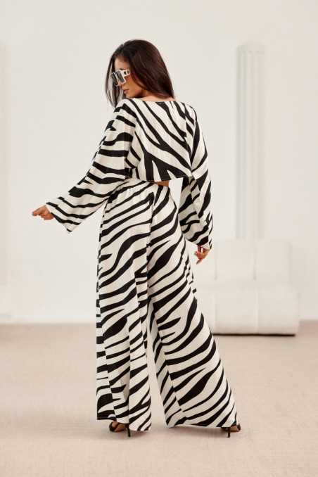 Livia - wide leg trousers with linen L01  