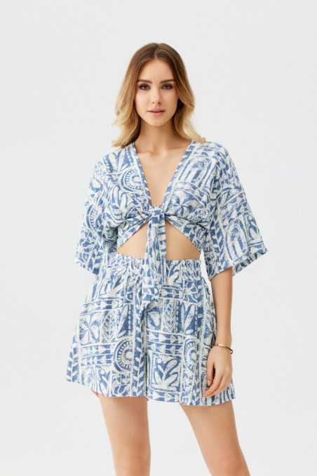 Vera - Patterned short shorts with elastic waistband W24