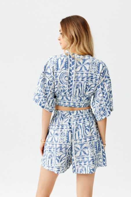 Vera - Patterned short shorts with elastic waistband W24  