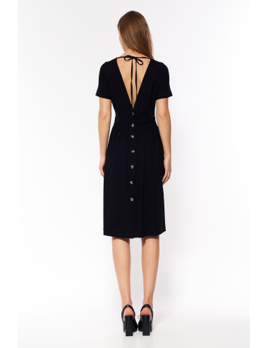 Robe dos nu en viscose noire 