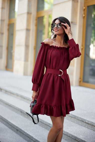 Chiara - dress with Spanish neckline and waist belt BOR  