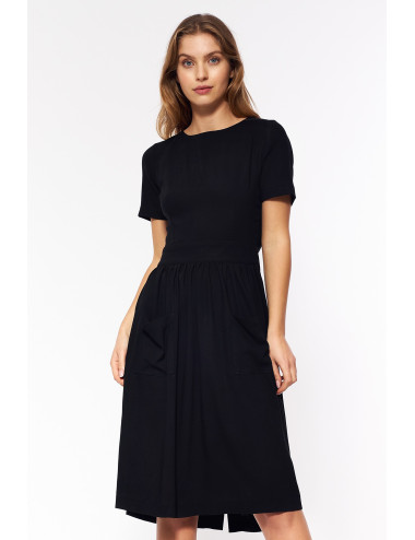 Robe dos nu en viscose noire 