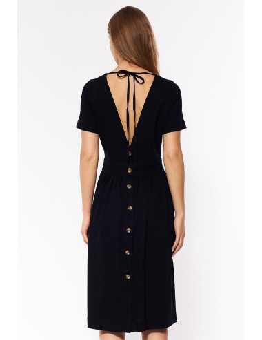 Robe dos nu en viscose noire 