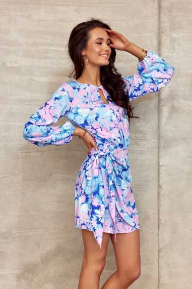 Eliana - mini dress with side ties and neckline cutout  E18  
