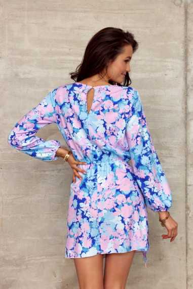 Eliana - mini dress with side ties and neckline cutout  E18  