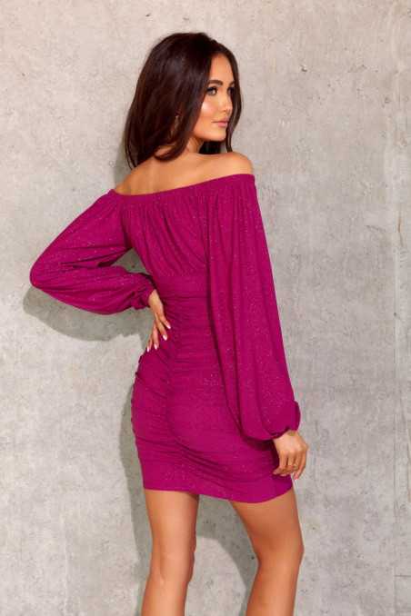 Emma - long-sleeved glitter off-the-shoulder dress AMC  