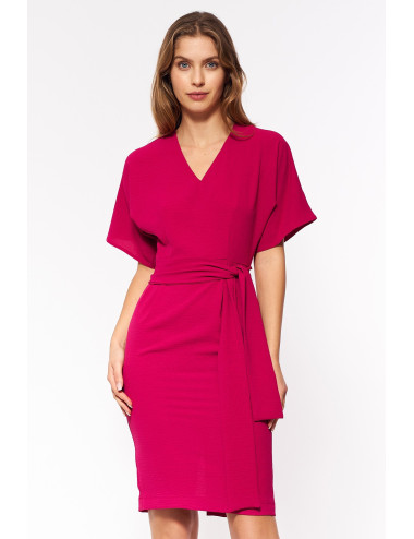 Robe élégante avec un galon à la taille  -  fuchsia 