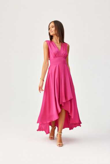 Jennifer - asymmetric satin maxi dress with thick straps AMA  