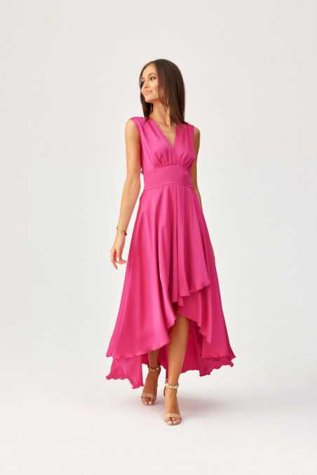 Jennifer - asymmetric satin maxi dress with thick straps AMA  