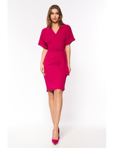 Robe élégante avec un galon à la taille  -  fuchsia 